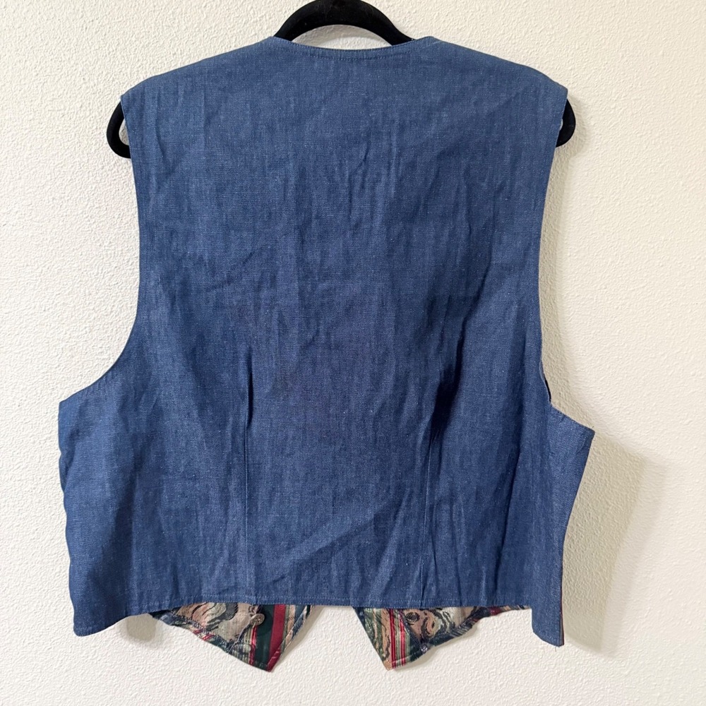 Rockies Vintage 90s Western Tapestry Country Vest USA Colorful Striped 18W - Picture 2 of 7